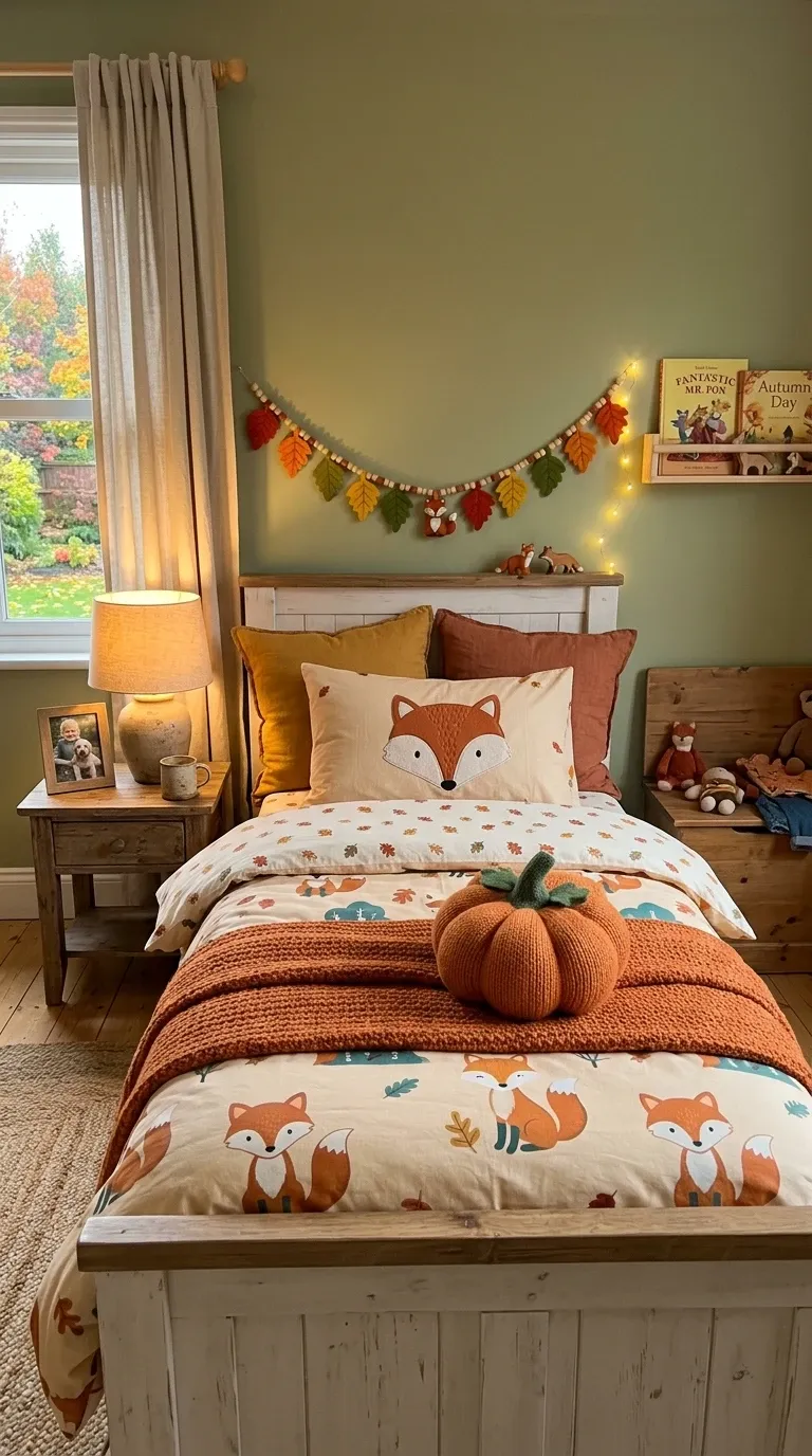 Whimsical Fox & Leaf Themed Kids' Room