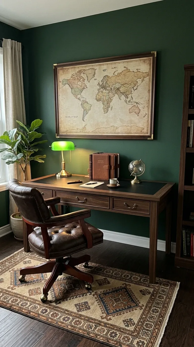 Distinguished Dark Green Home Office