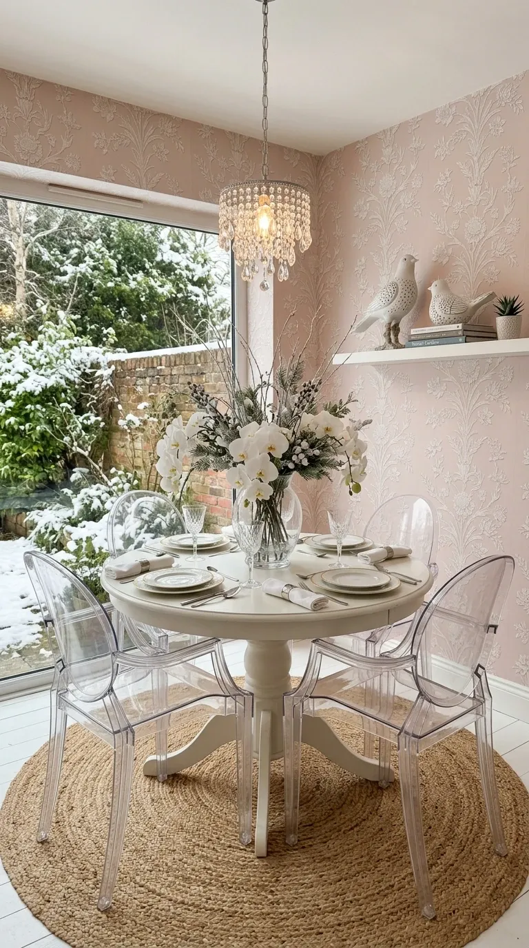 Whimsical Pink Winter Dining Nook