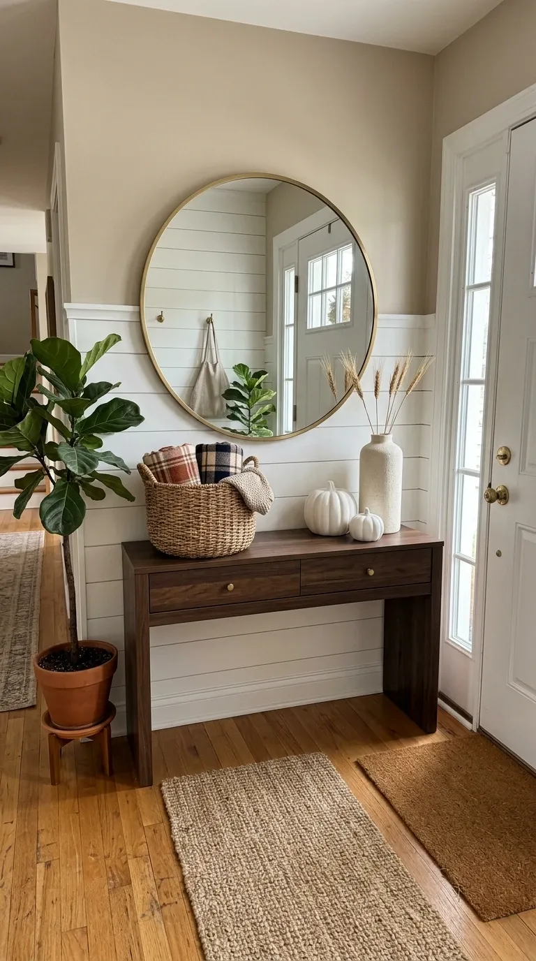 Farmhouse Entryway with Fall Touches