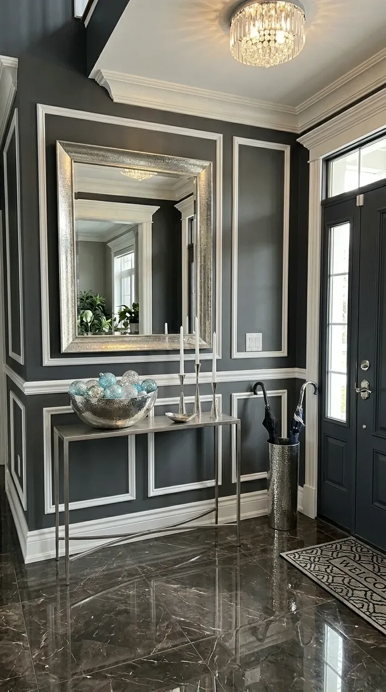 Elegant Grey and Silver Foyer