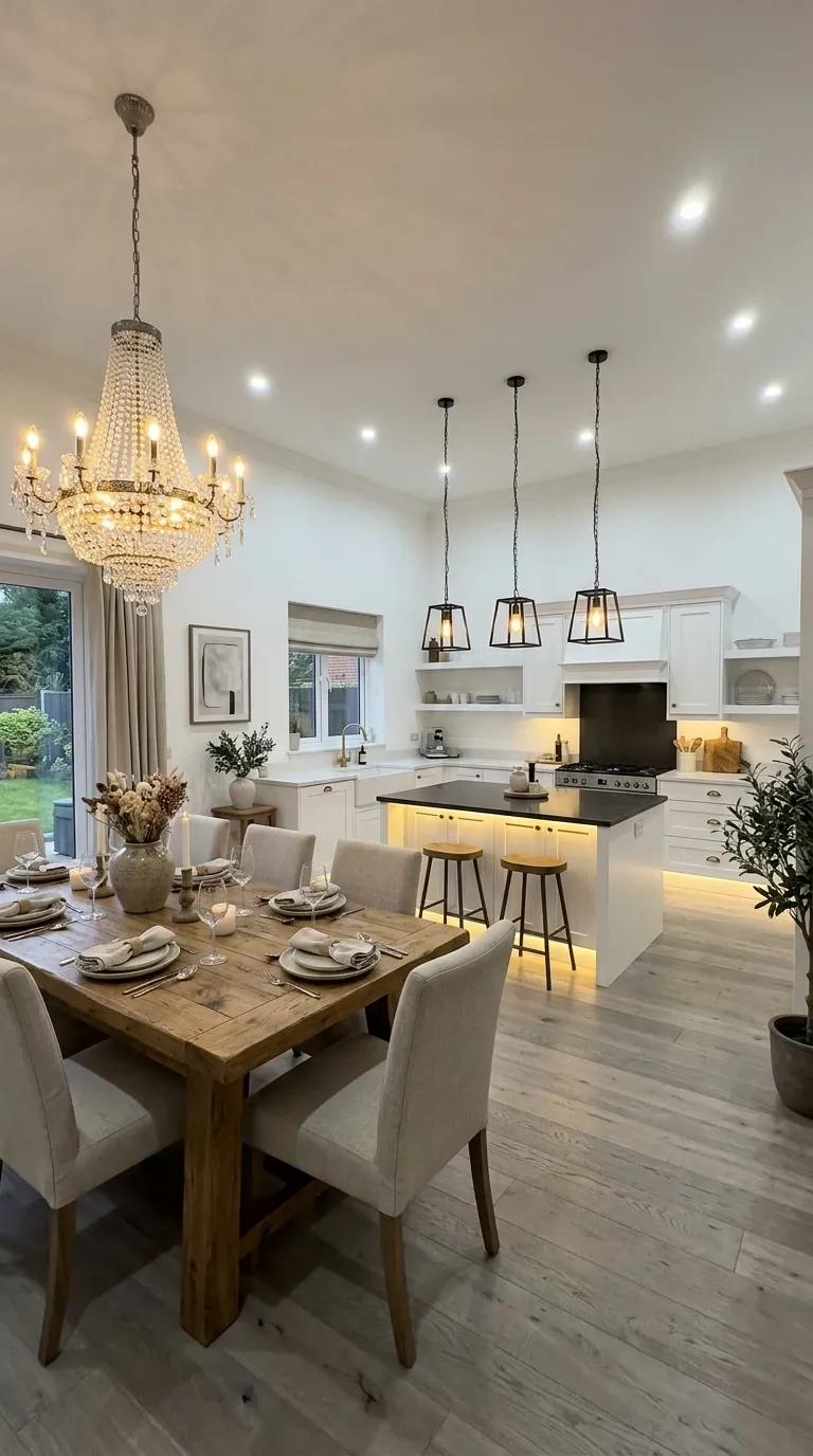 Elegant Kitchen with Layered Lighting