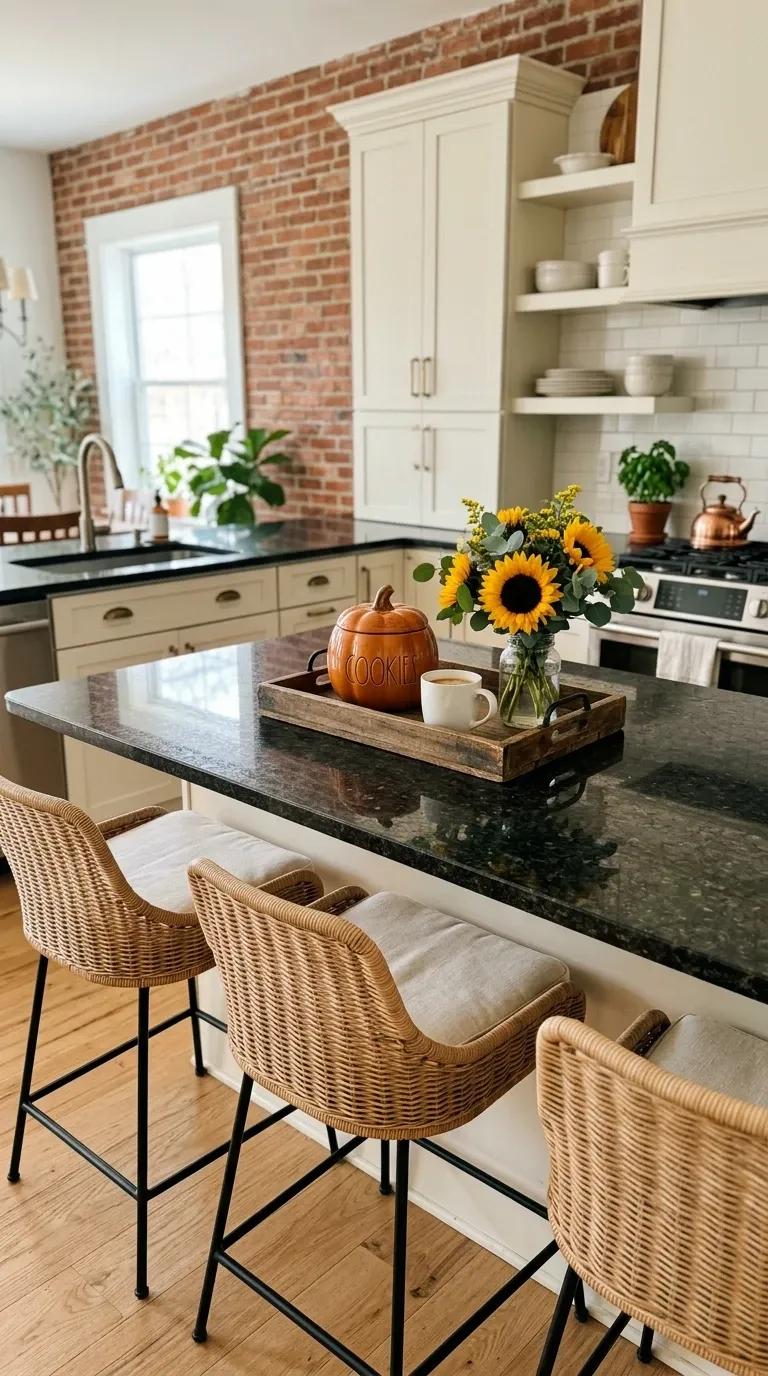 Rustic Brick & Sunflower Kitchen