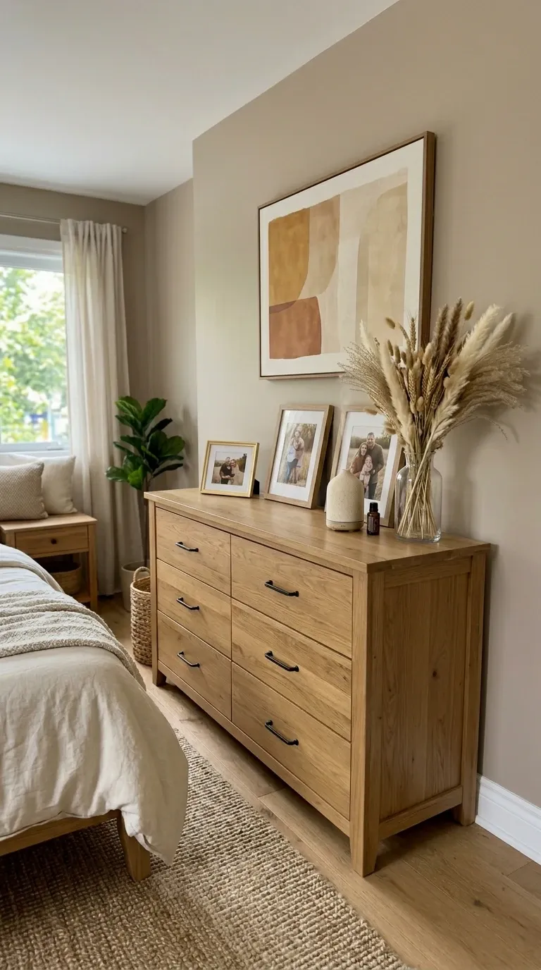 Warm Wood & Dried Florals Bedroom