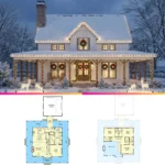 Spacious Modern Farmhouse Floor Plan with Wraparound Porch and Dramatic Two Story Great Room 150x150