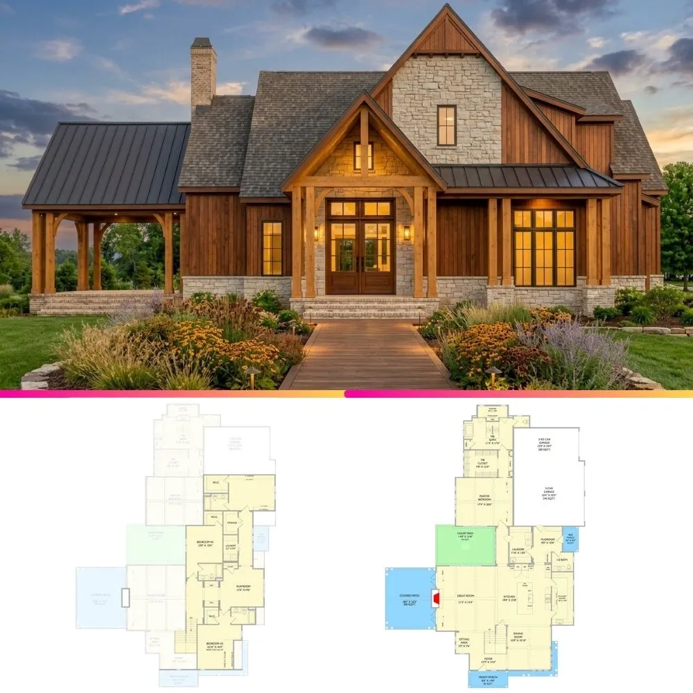 Modern Transitional Farmhouse with Courtyard Plan Review