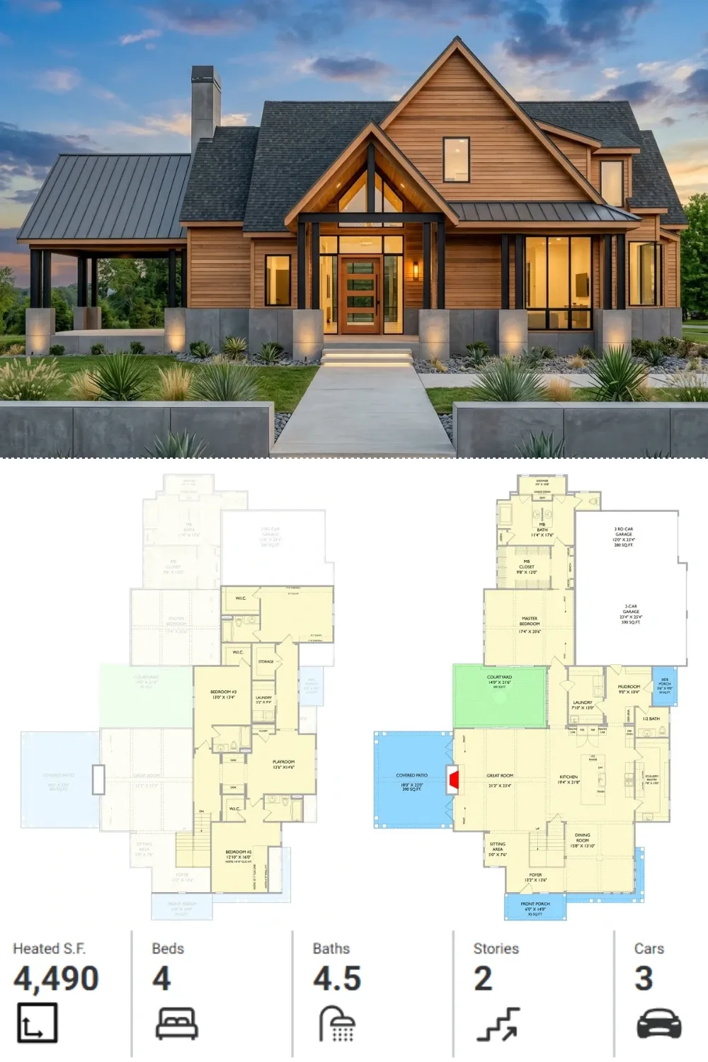 Industrial Modern Farmhouse Layout - 4,490 Sq Ft