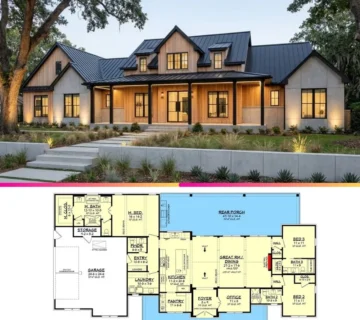 Modern Farmhouse Single Story Plan with Split Bedrooms