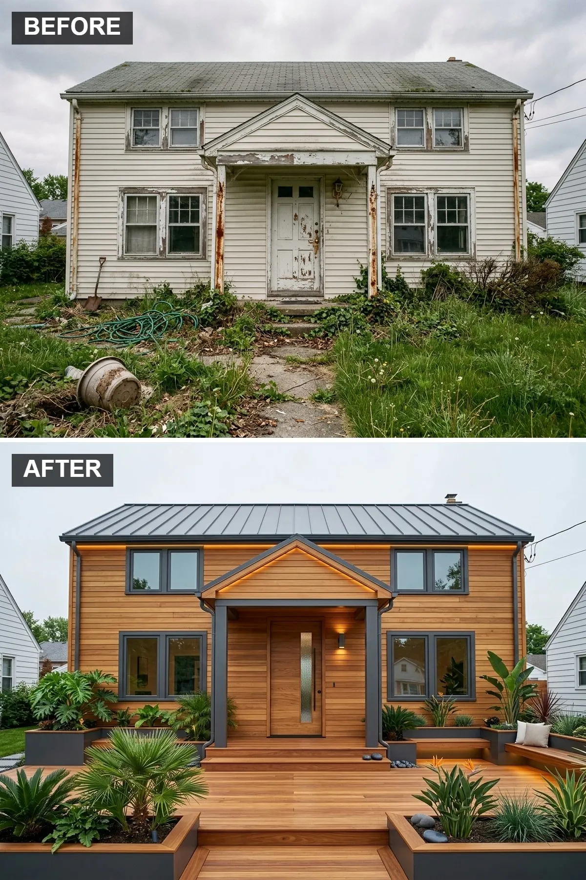Warm Wood and Integrated Lighting Deck