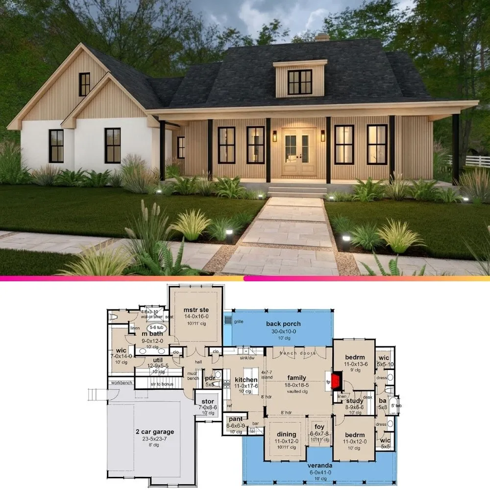 Modern Farmhouse with Outdoor Kitchen & Pool