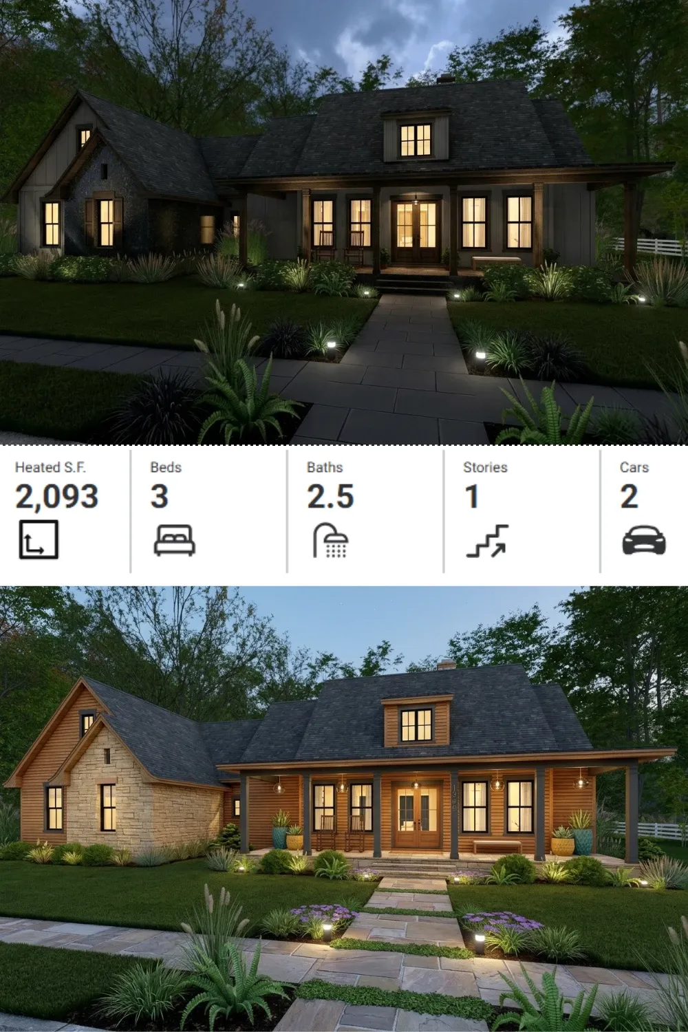 2,093 Sq Ft Modern Farmhouse Plan - Moody Exterior
