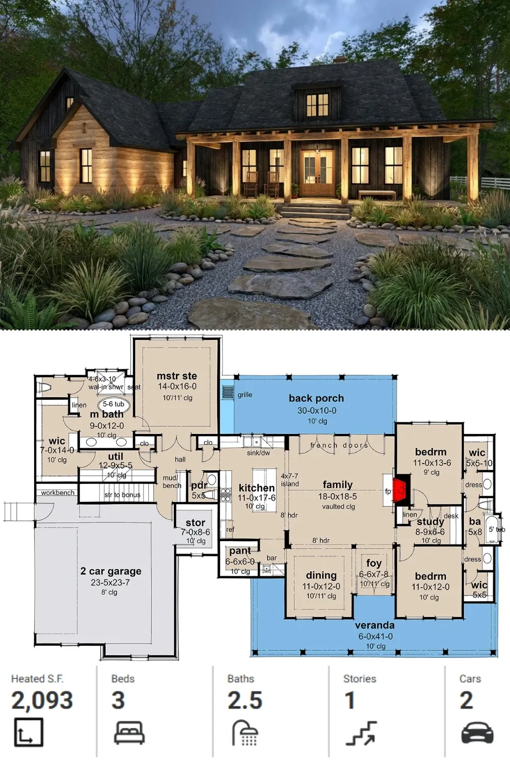 Rustic Timber & Stone Farmhouse Exterior