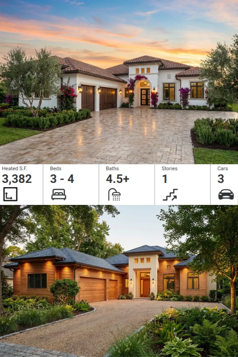 Mediterranean Style Ranch House Plan - 3,382 Sq Ft