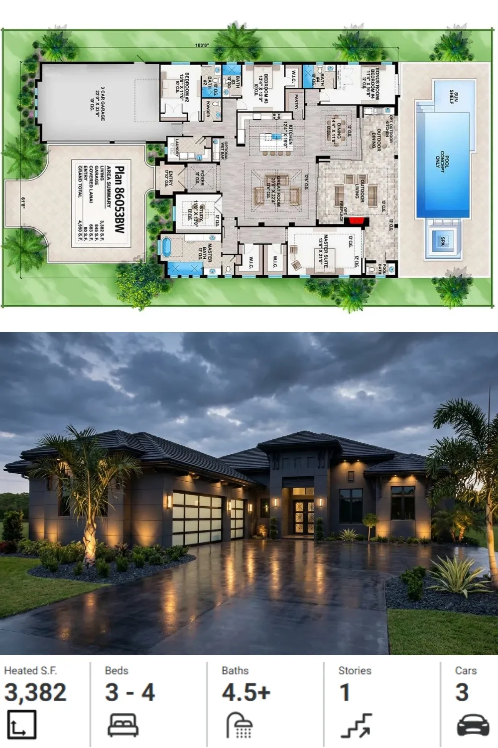 Modern Grey House Plan with Flexible Layout