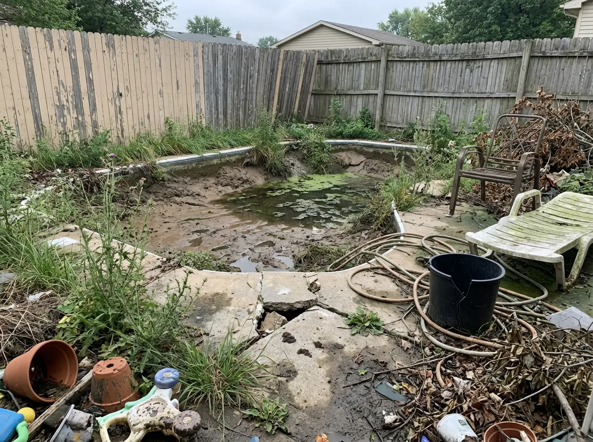 Before the Makeover: The Shocking State of a Neglected Backyard Pool