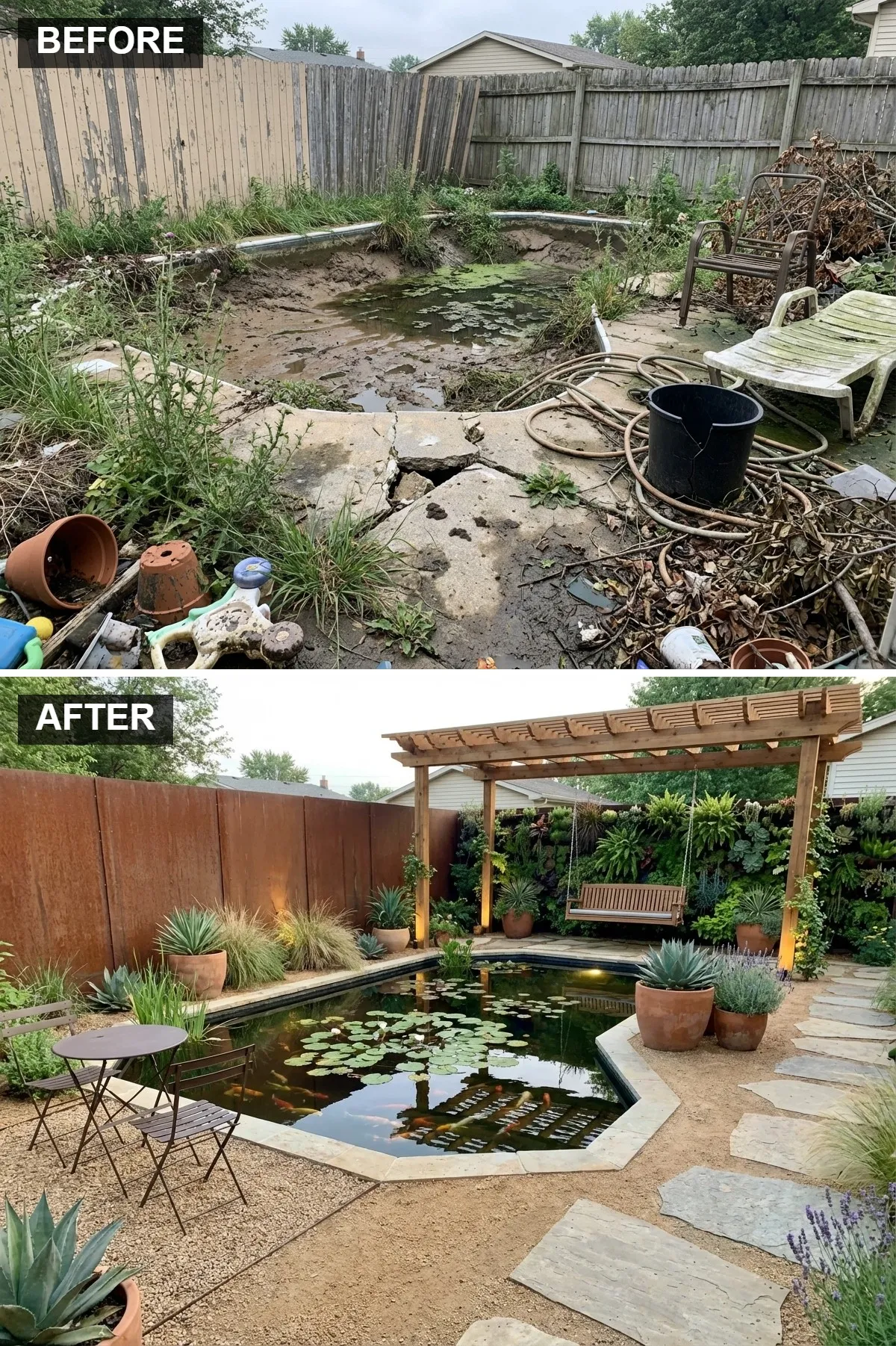 The Rustic Koi Pond & Living Wall