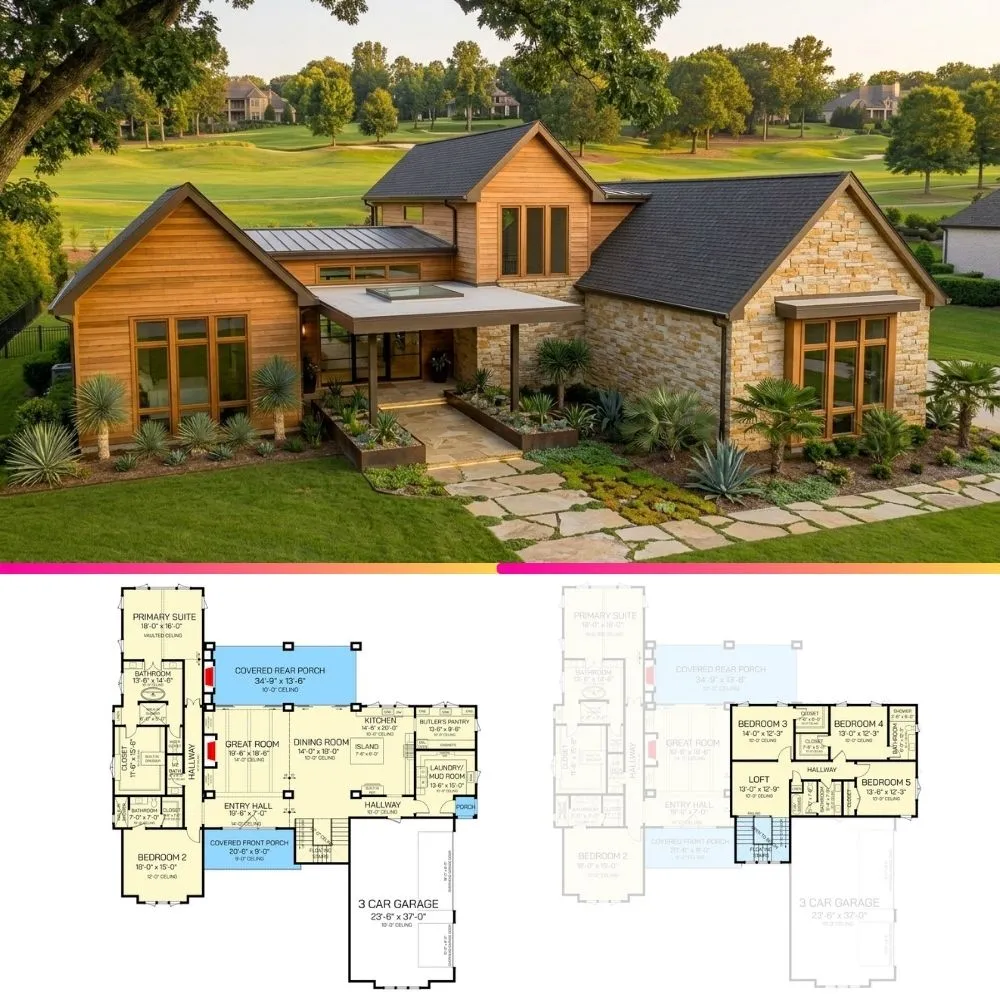 4,300+ Sq Ft Transitional Farmhouse with 5 Beds