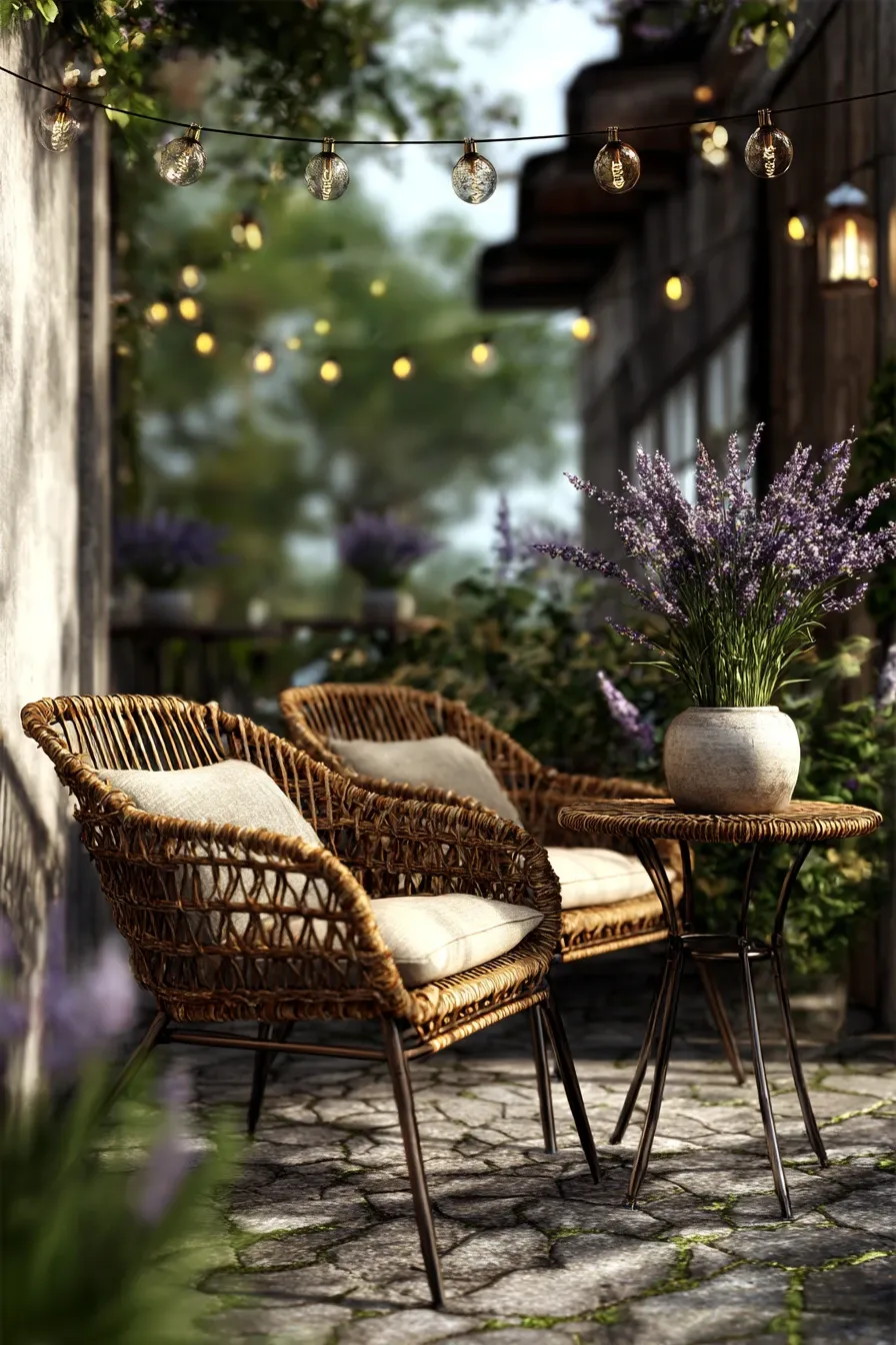 Rustic Wicker Patio Set for Two
