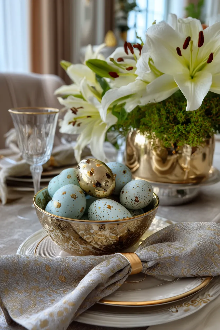 Luxurious Gold & Blue Easter Setting