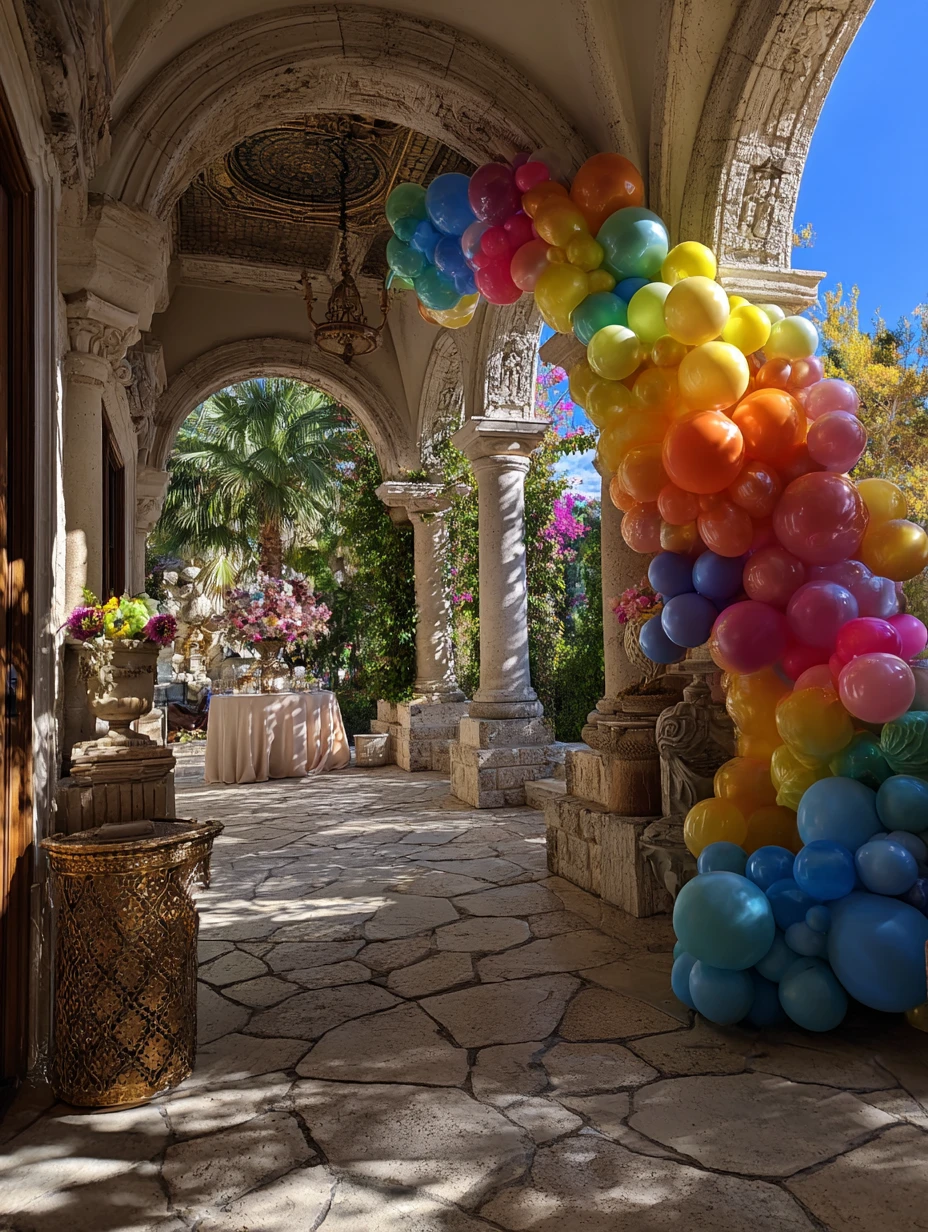 Vibrant Rainbow Archway Entrance