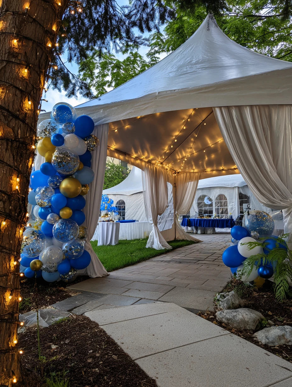 Classic Blue & Gold Tent Party