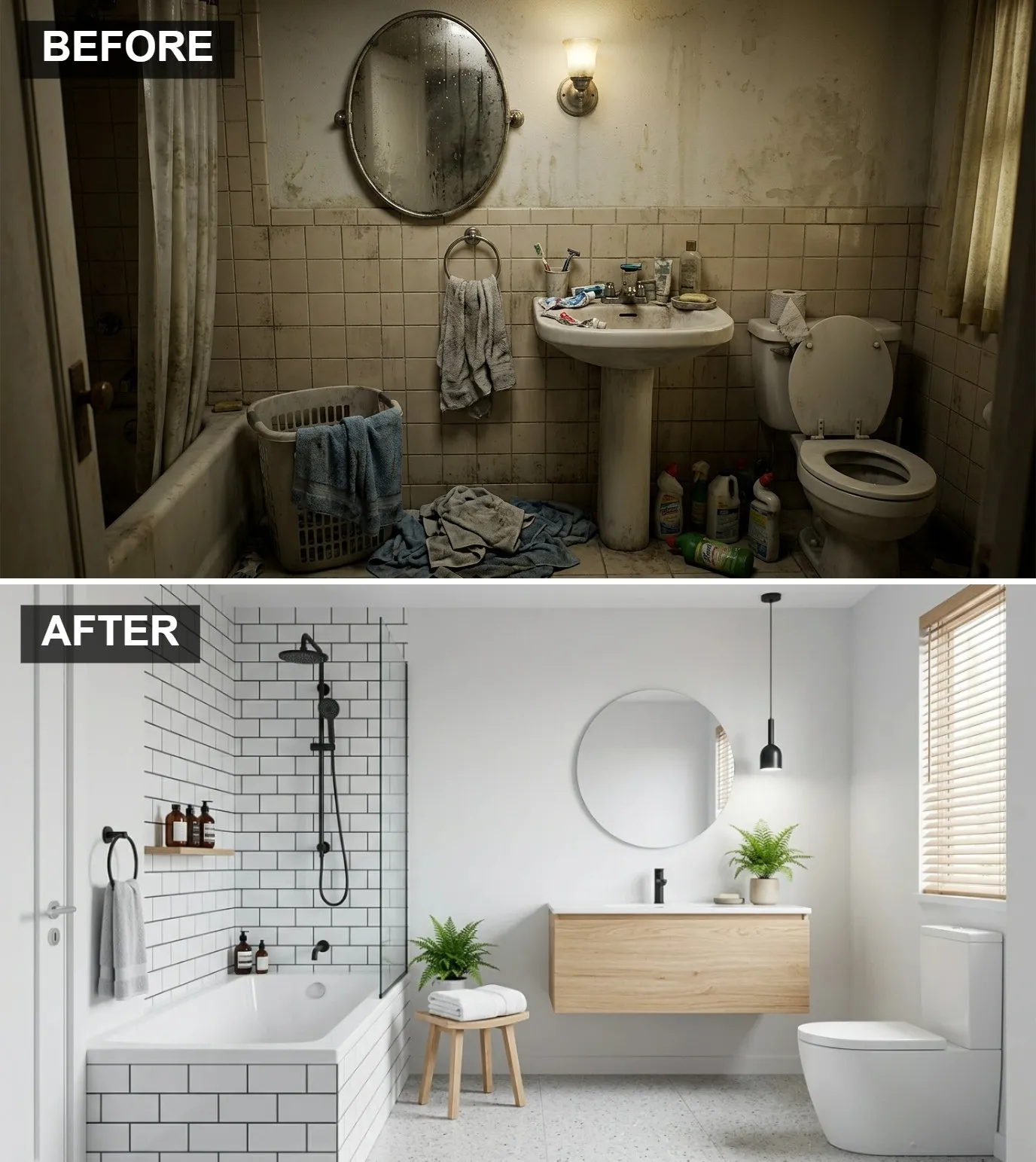 Scandi-Boho Family Bath