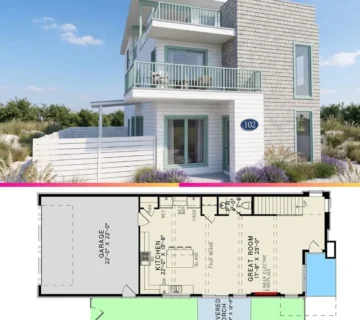 Modern 3 Story Home Plan with Rooftop Deck