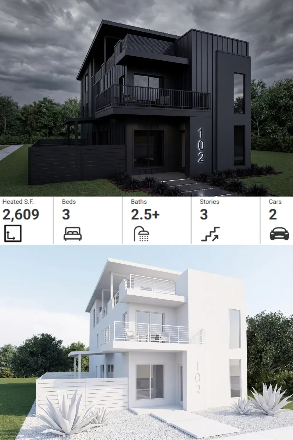 Vertical Modern Living: 3-Bed House Plan