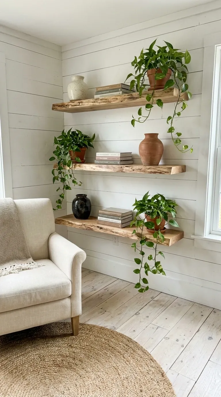Rustic Live-Edge Floating Shelves