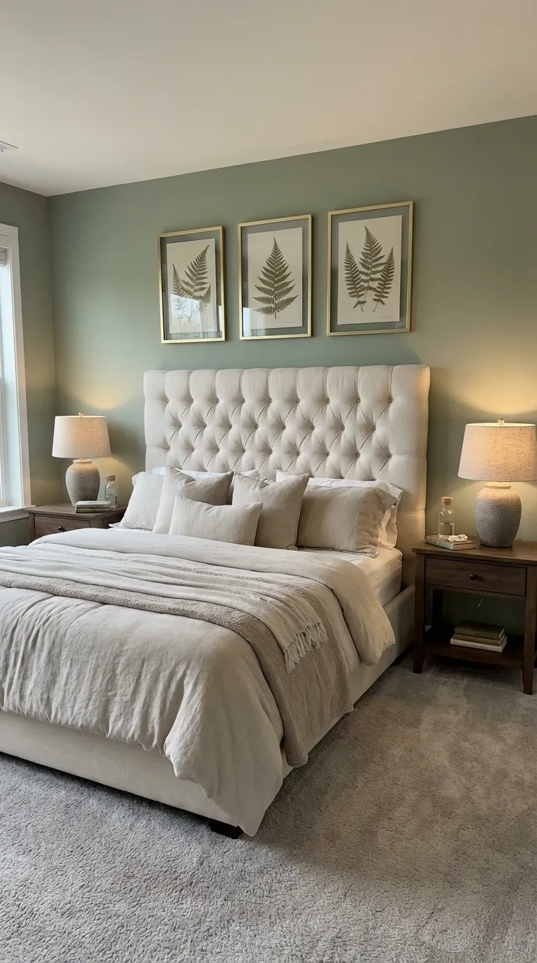 Serene Botanical Bedroom Triptych