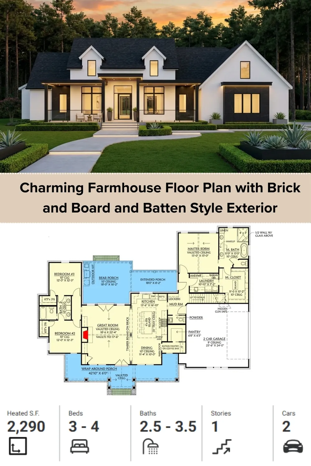 Basement Option Farmhouse Plan Layout