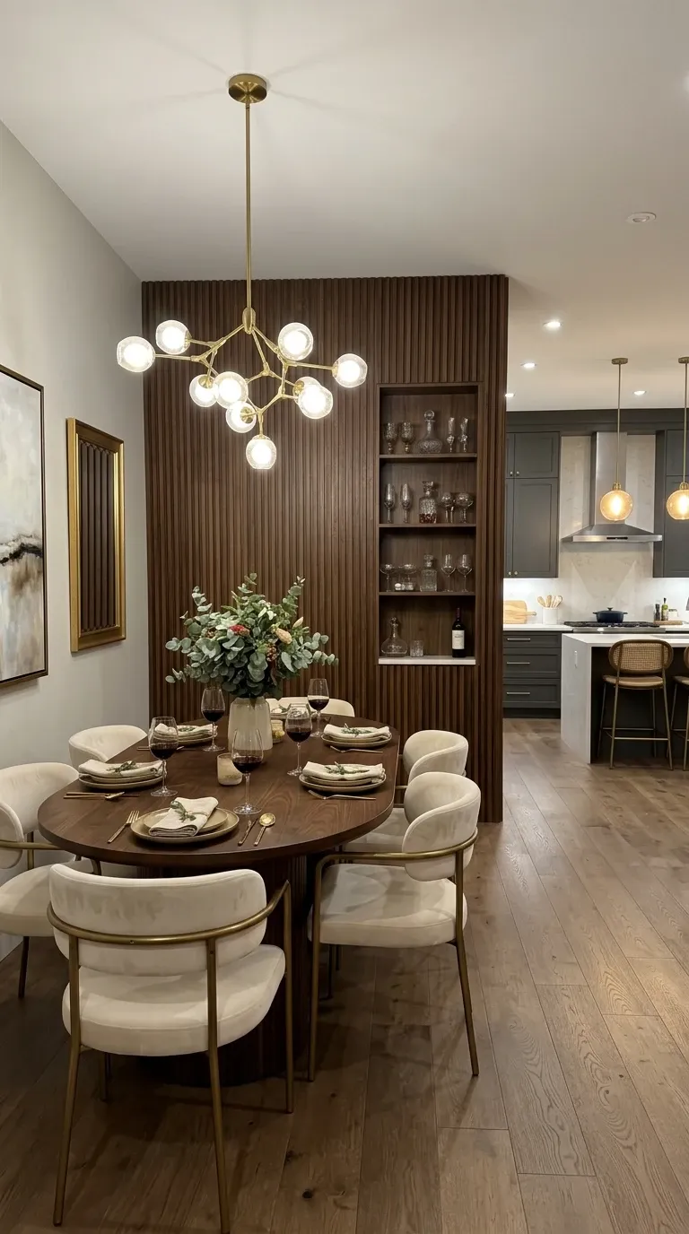 Zoned Dining with Wood Slat Feature