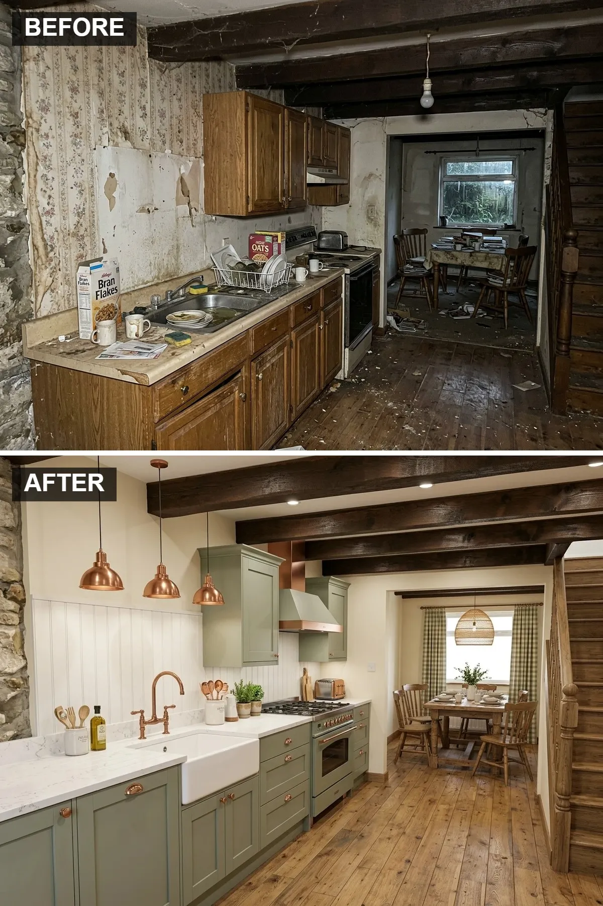 Charming Sage Green Country Kitchen