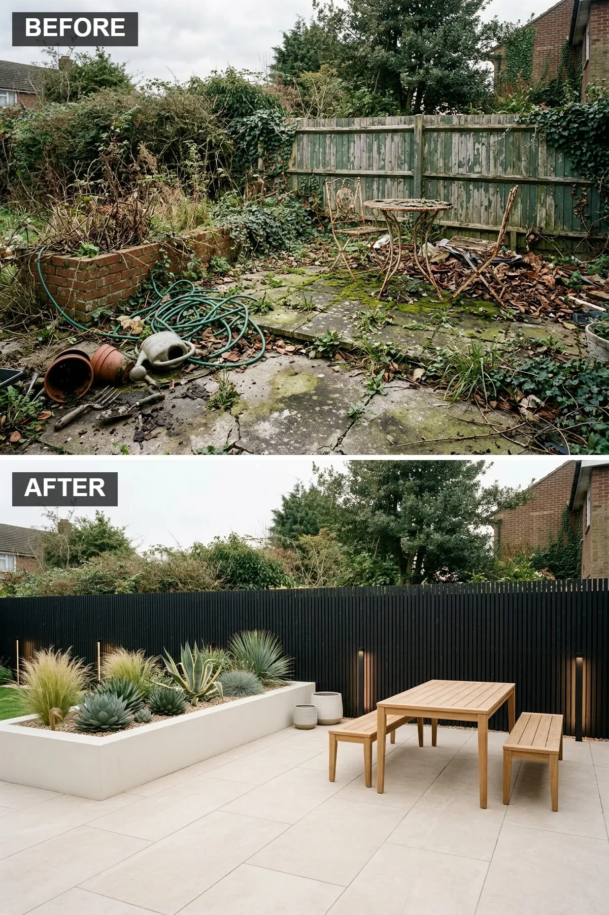 Scandi-Minimalist with Black Slats and Teak Furniture