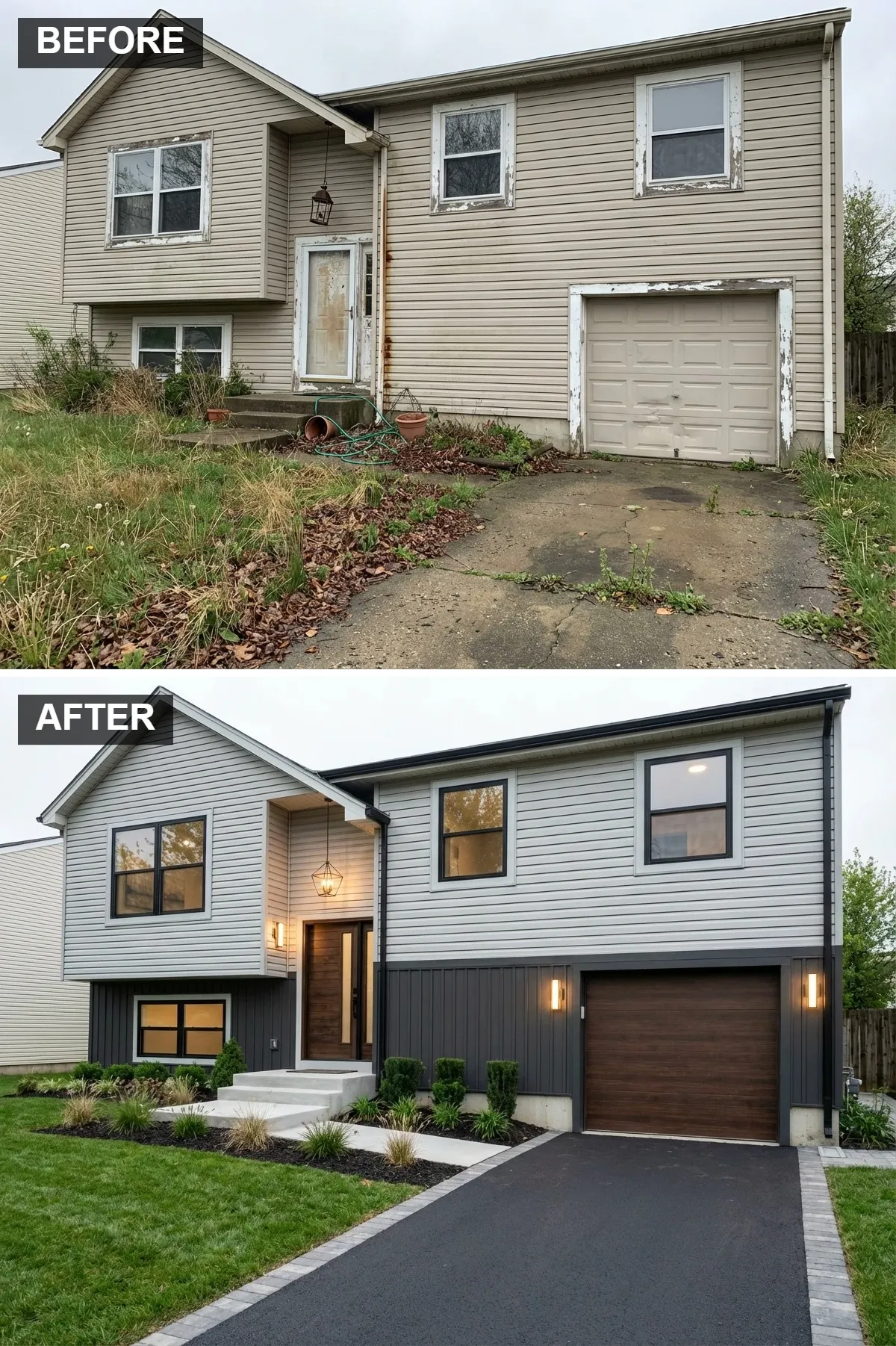 Modern Two-Tone Siding and Wood