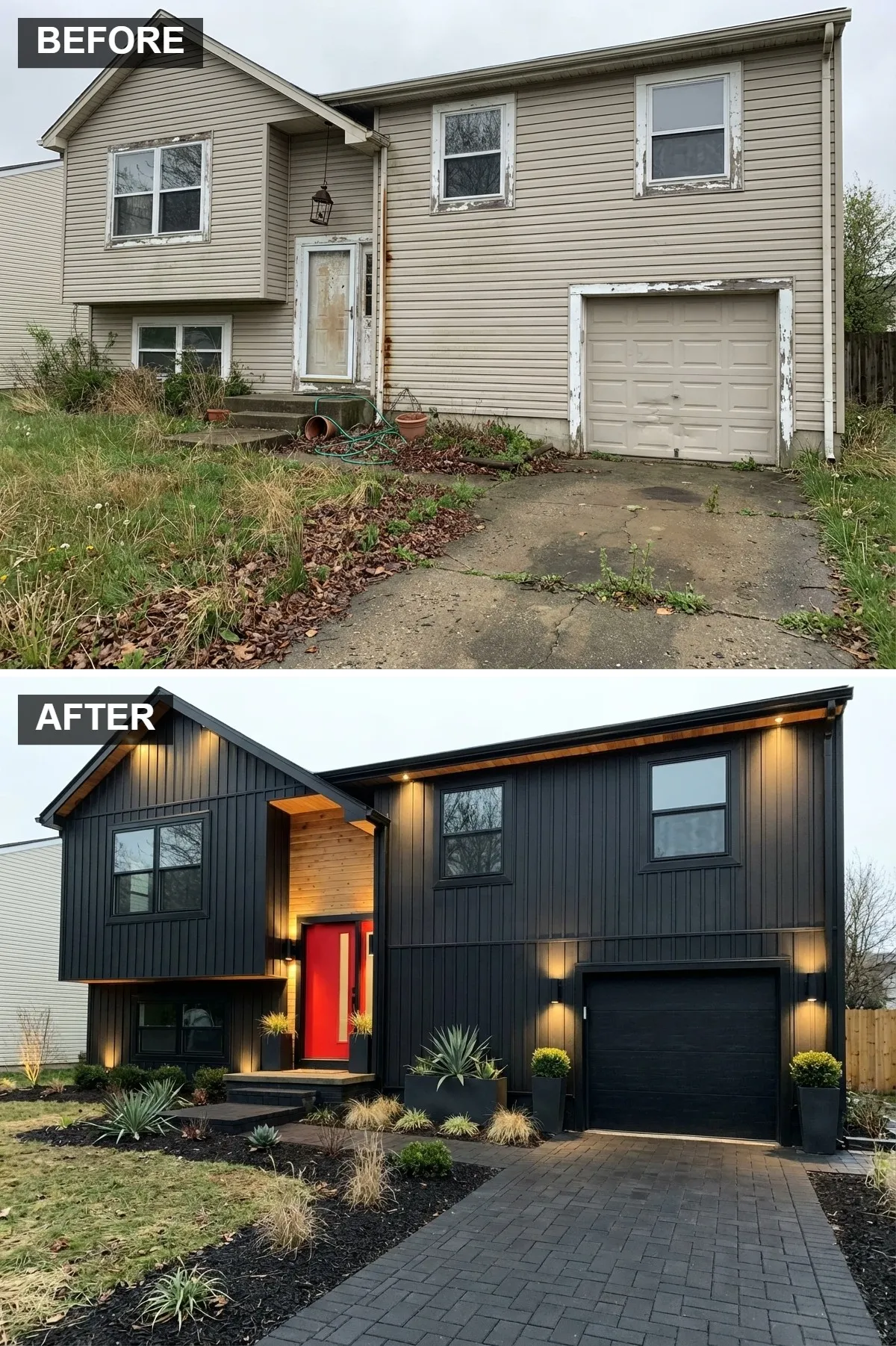 Dramatic Black with a Bold Red Entry