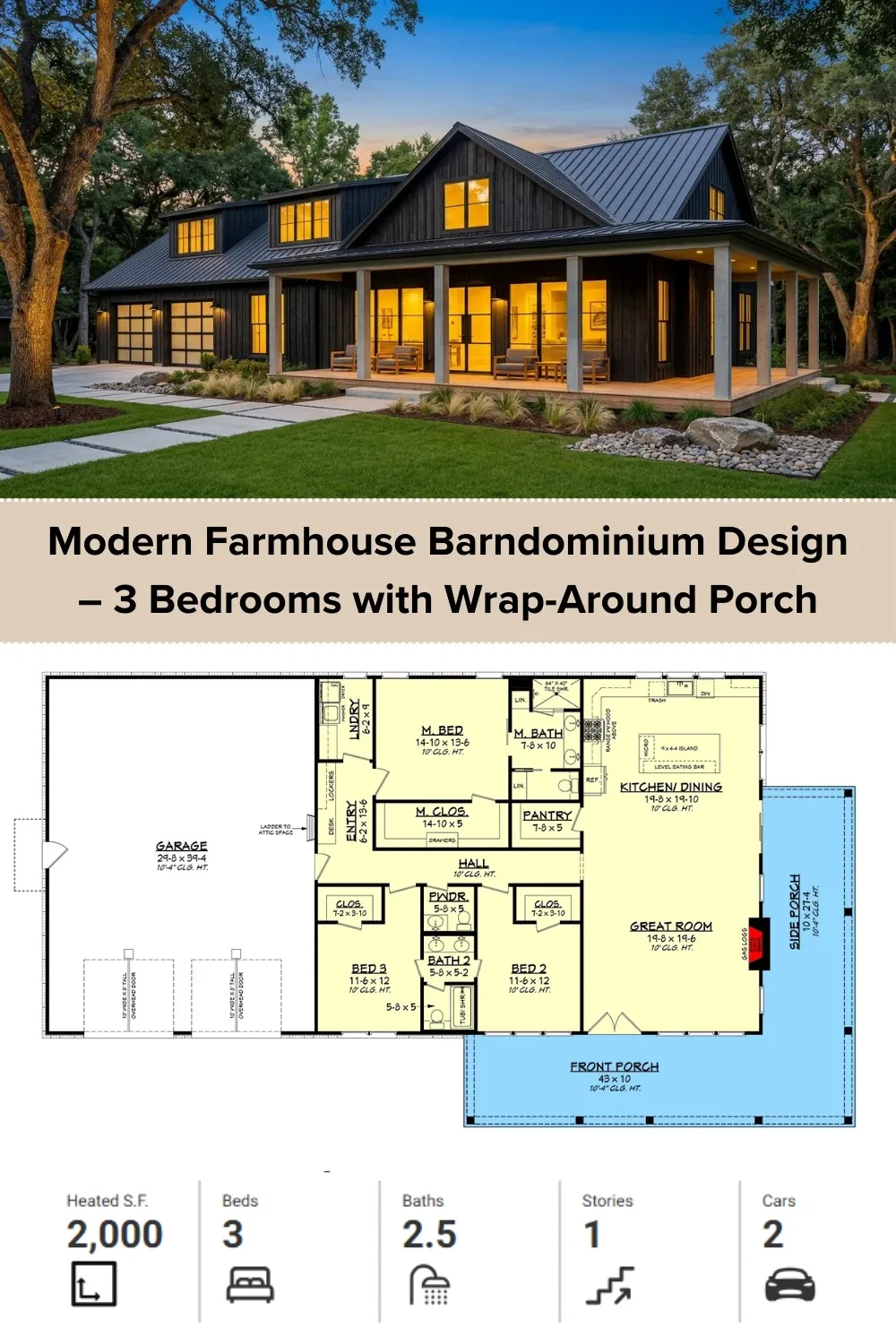 Efficient 3-Bed, 2.5-Bath Single-Story Floor Plan