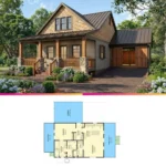 Efficient 1 Bed Cottage Plan with Carport