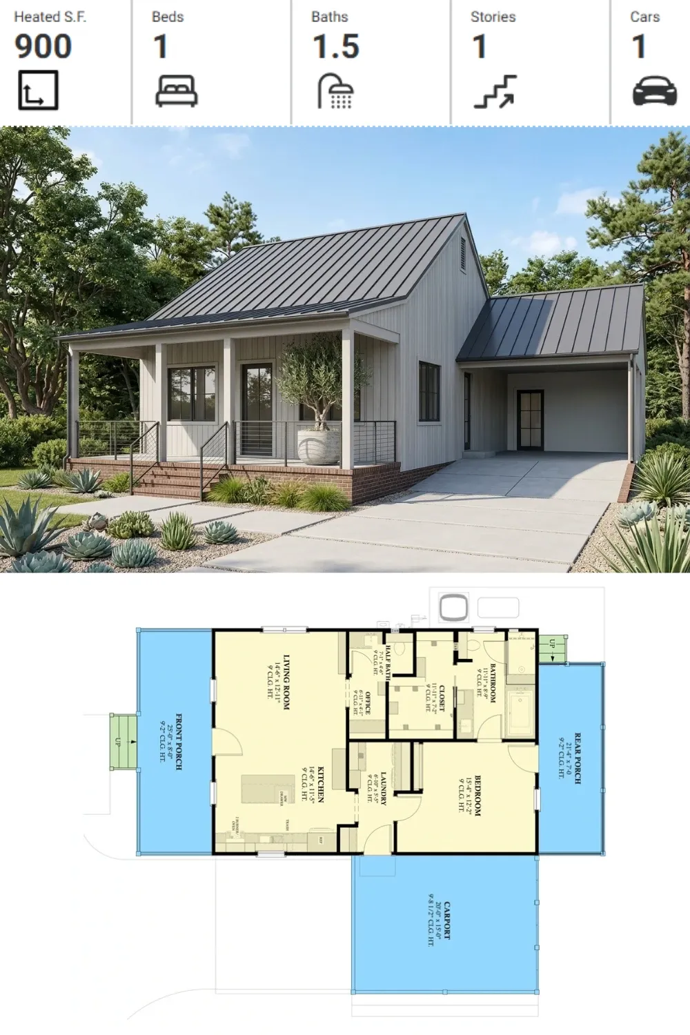 Sleek Contemporary Cottage Floor Plan