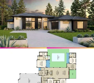 Modern Prairie Courtyard Home Plan