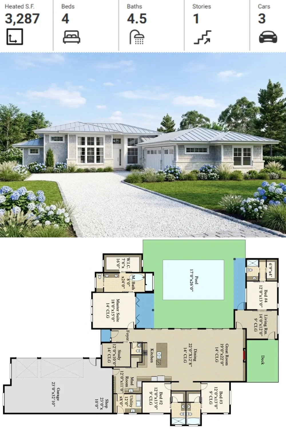 Coastal Style House Plan Exterior