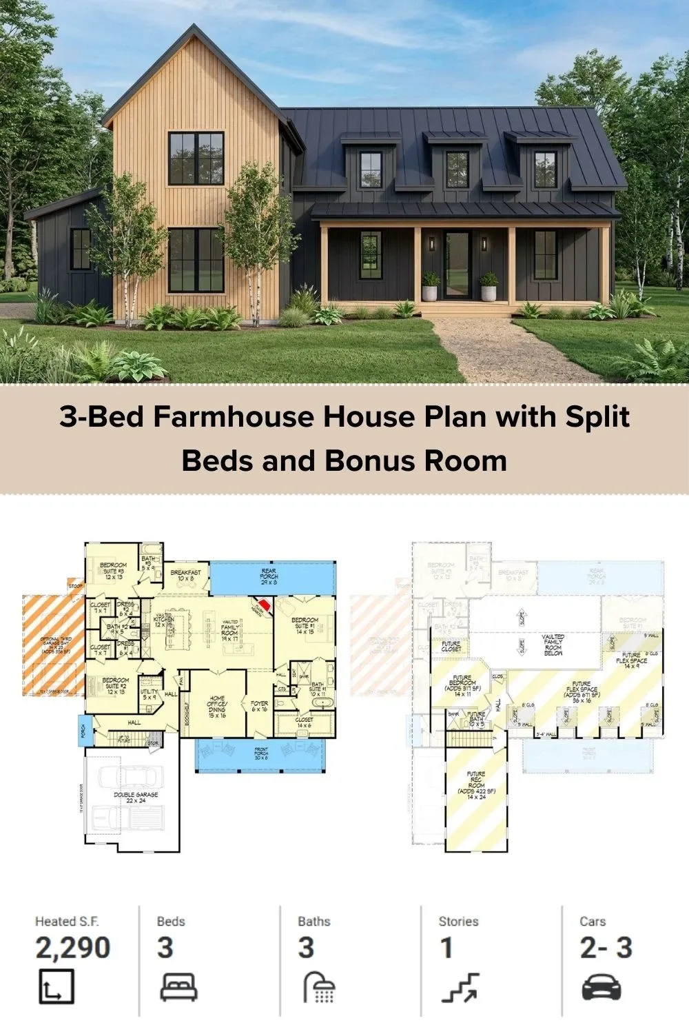Flexible Single-Story Home Plan with Bonus Room Potential