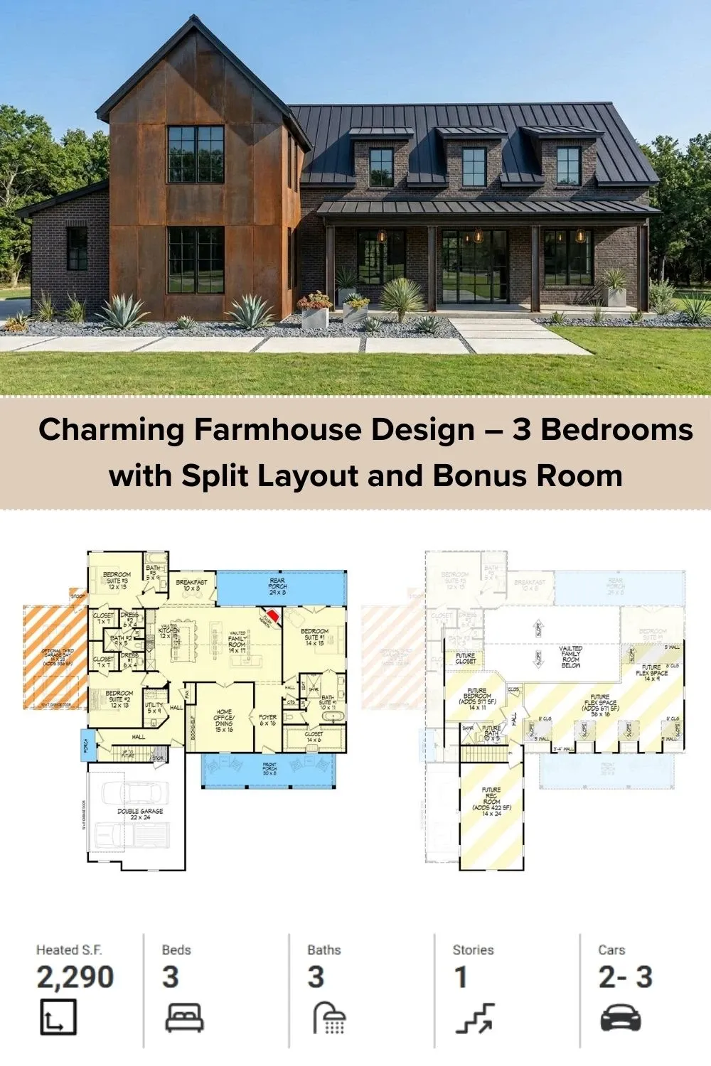 Corten Steel and Brick Modern Farmhouse Facade