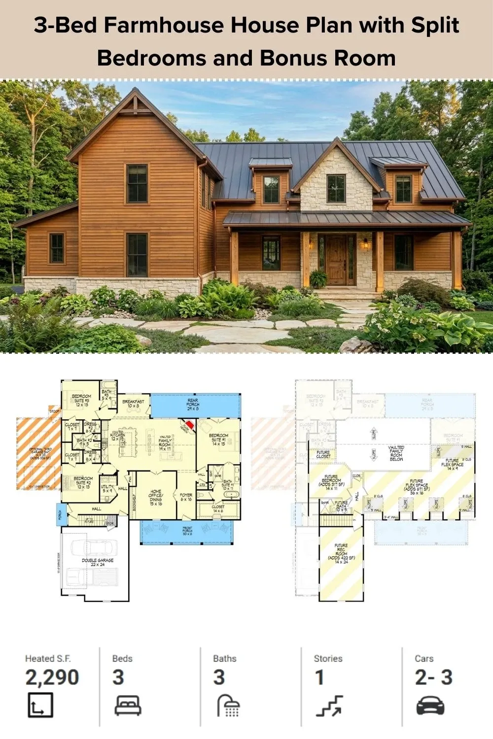 Rustic Wood and Stone Farmhouse Exterior