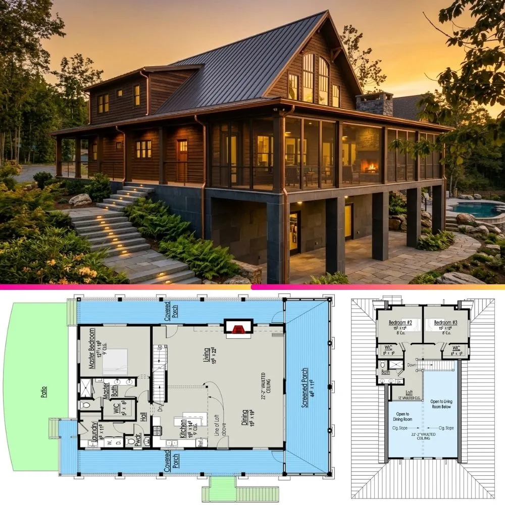 Lakeside Living: House Plan with Wraparound Porch