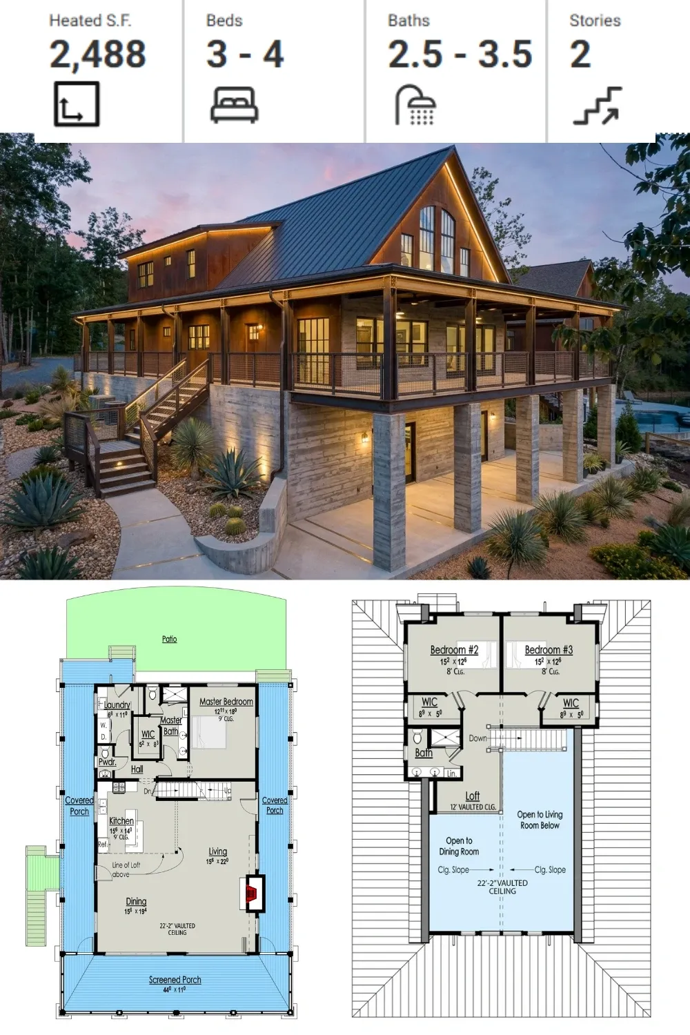 Industrial Style House Plan with Corten Steel