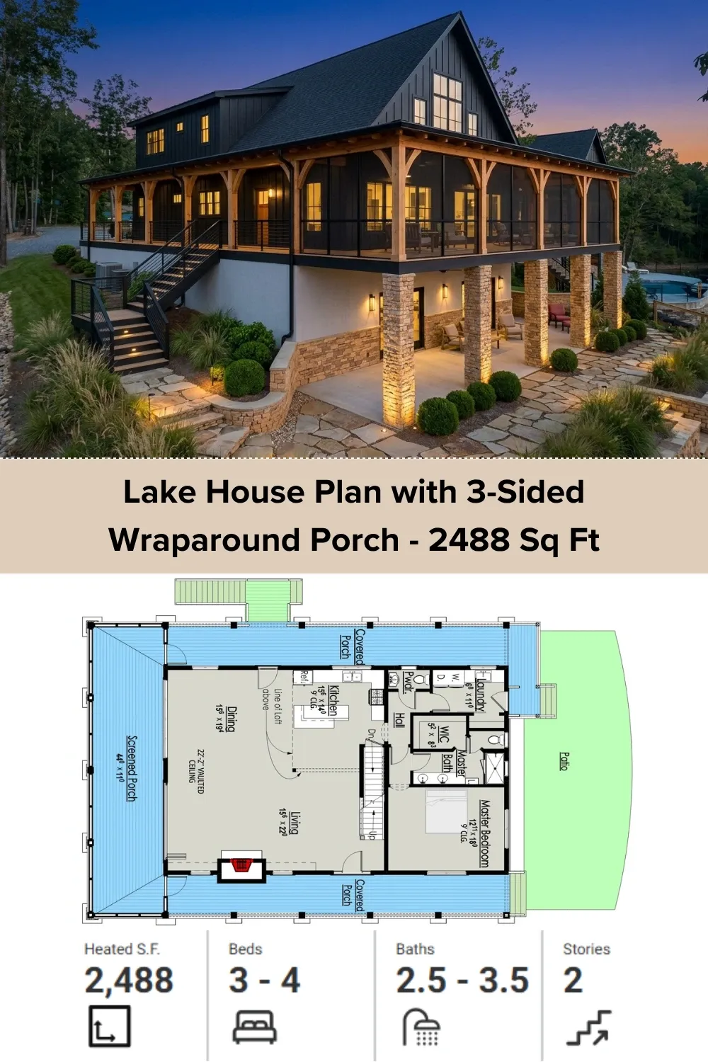 Bold Black and Wood Modern House Plan