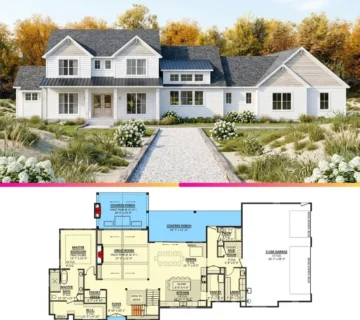 4 Bed Modern Farmhouse Plan: Layout & Facade Analysis