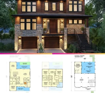 Elevated Coastal Modern Home Plan with Elevator