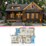 Rustic Industrial Bungalow House Plan Under 1500 Sq Ft